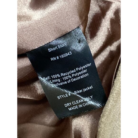 Mynta Womens Brown Tan Faux Suede Zip Up Long Sleeve Moto Biker Coat Jacket XS - Picture 5 of 5